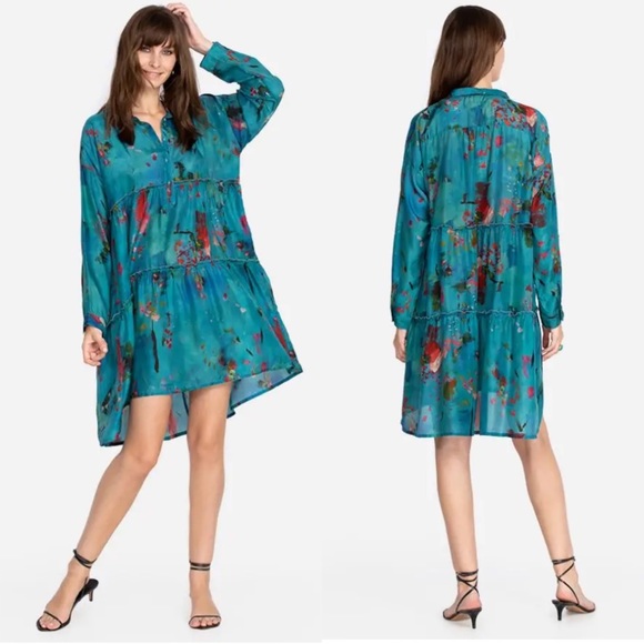 Johnny Was Dresses & Skirts - NEW Johnny Was Eisen 100% Silk Long Sleeve Tiered Dress